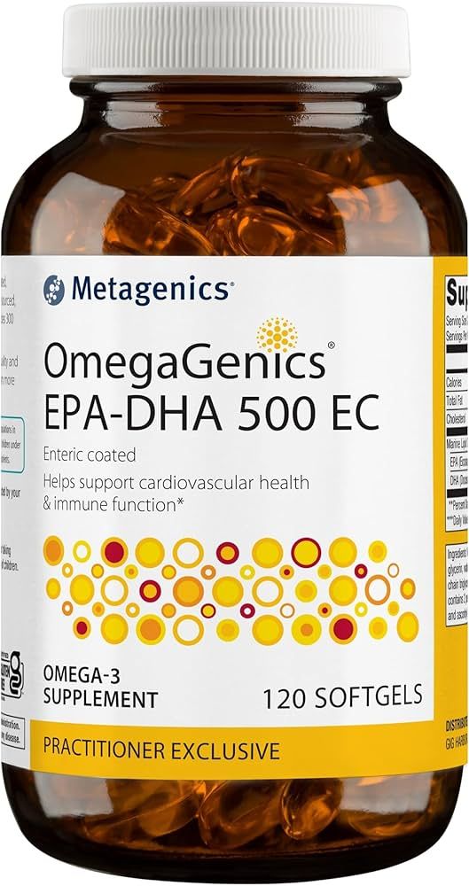 Metagenics OmegaGenics EPA DHA 500 EC Enteric Coated Omega 3 Fish Oil Daily Supplement to Help Su... | Amazon (US)