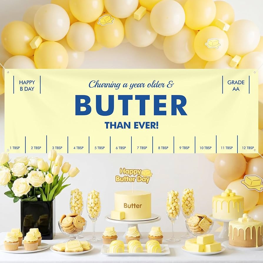 1st Birthday Party Background Yellow Funny Butter Foodie Baking Indoor Outdoor Photo Props Suppli... | Amazon (US)