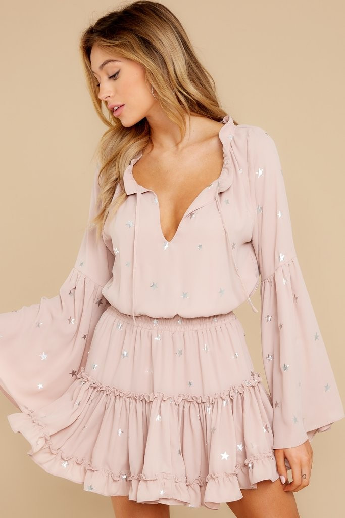 Always Say Yes Mauve Pink Star Print Dress | Red Dress 