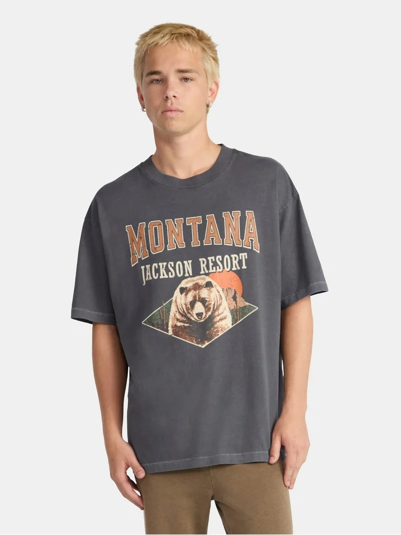 No Boundaries Oversized Cotton Graphic Tee, Men’s & Big Men’s | Walmart (US)