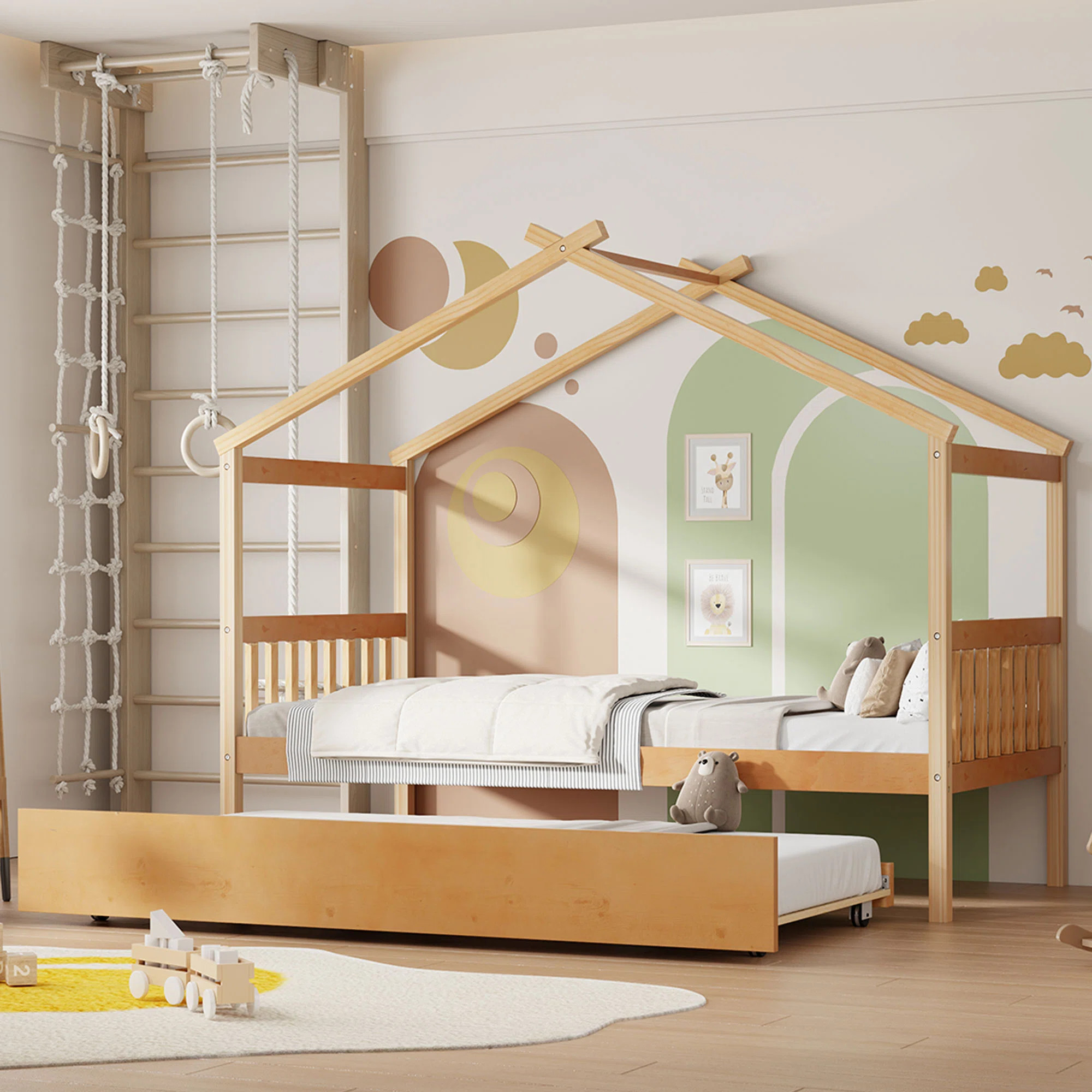 Enchanted Retreat House Bed with Trundle Pine Wood | Wayfair | Wayfair North America
