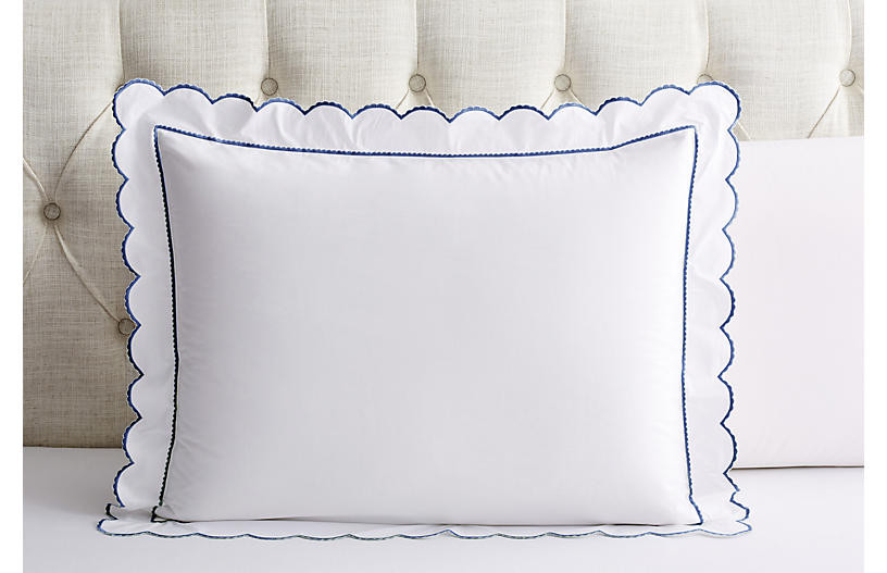 Ruffle Scallop Sham - Navy - Hamburg House - Standard | One Kings Lane