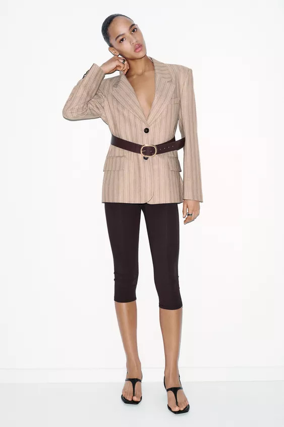 HERRINGBONE BELTED BLAZER | Zara US