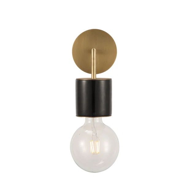 Rocco 1 - Light Vintage Brass/Black Armed Sconce | Wayfair North America