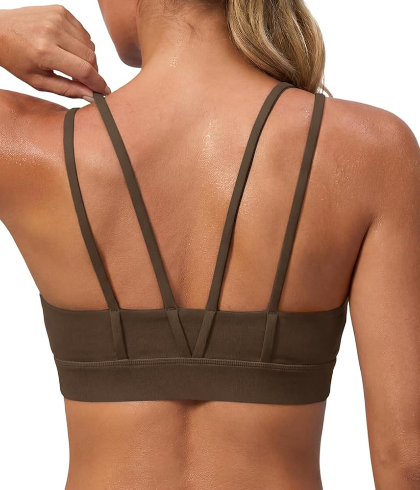 Aoysky Sports Bras for Women Buttery Soft Strappy Padded Sports Bra Double Spaghetti Straps Wirel... | Amazon (US)
