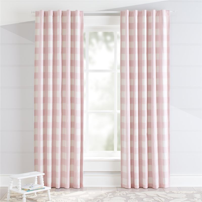Pink Buffalo Check Curtain | Crate & Kids | Crate & Barrel