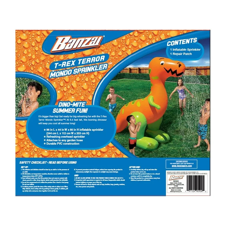 Banzai Inflatable T-Rex Terror Mondo Sprinkler | Walmart (US)