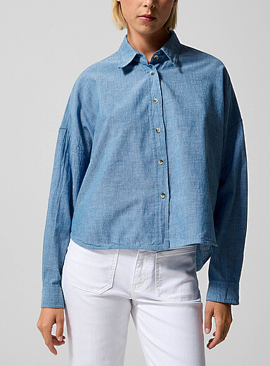 Brad cropped chambray denim shirt | Simons