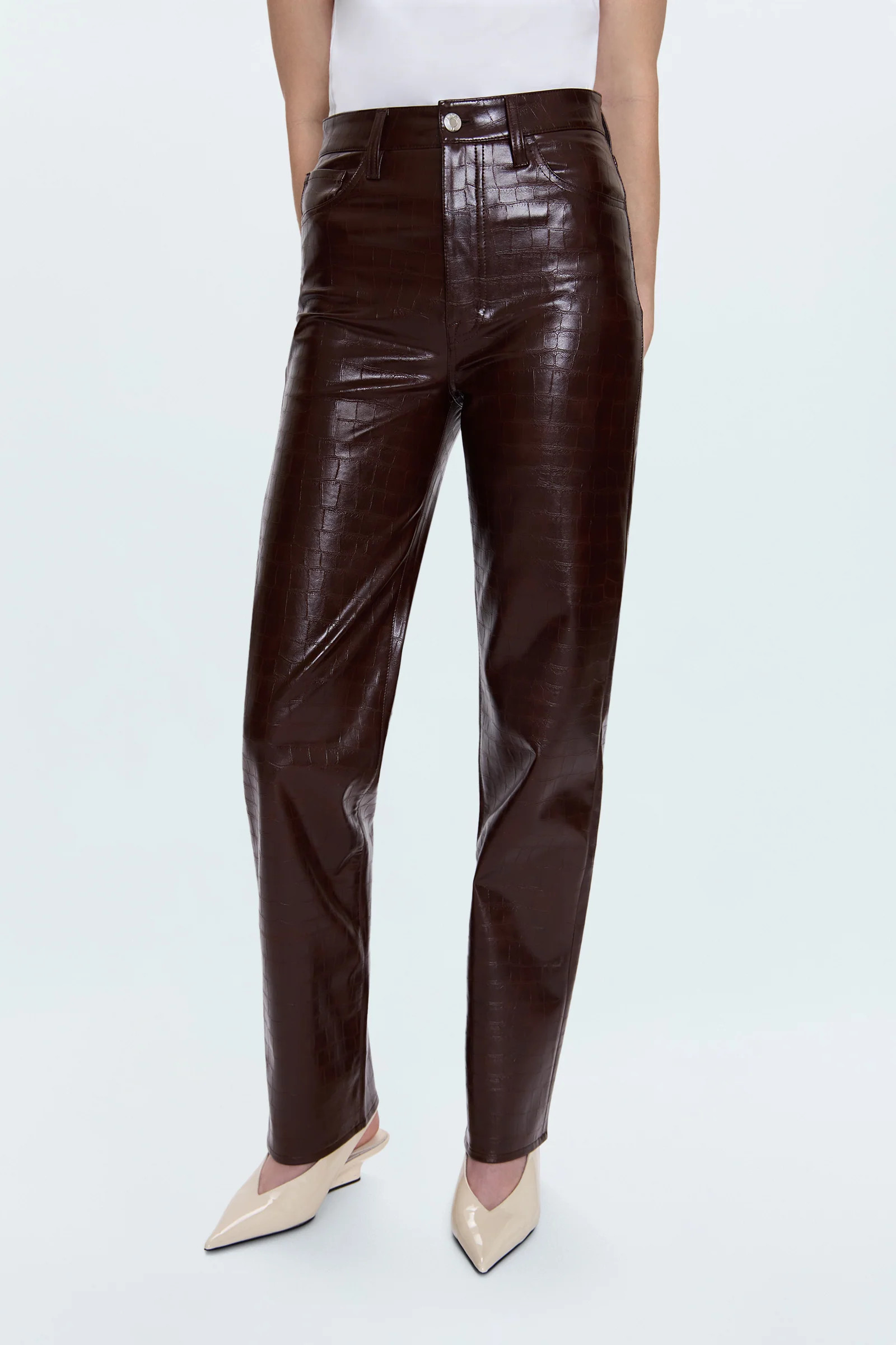 Cassie Super High Rise Straight Pant - Tobacco Croc | Pistola Denim