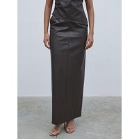 Pretty Lavish Faux Leather Maxi Skirt - Dark Brown | Very (UK)