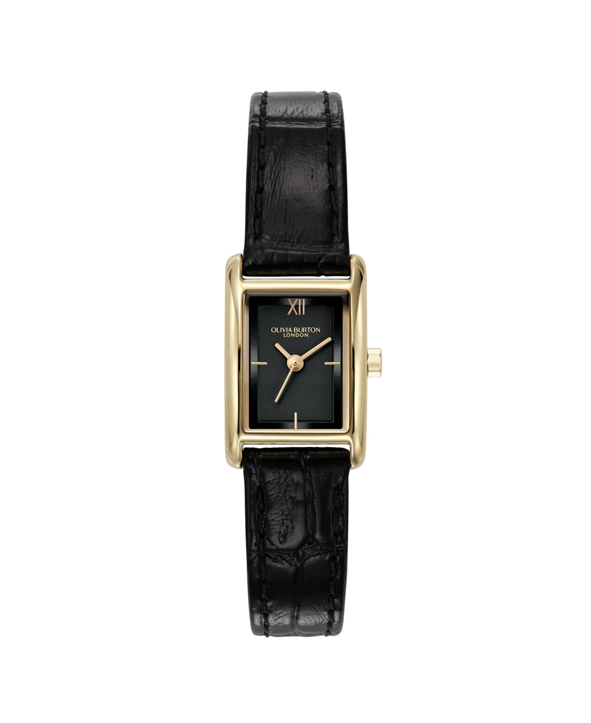 Olivia Burton Women's Mini Grove Black Leather Calfskin Strap Watch, 16mm - Black | Macy's
