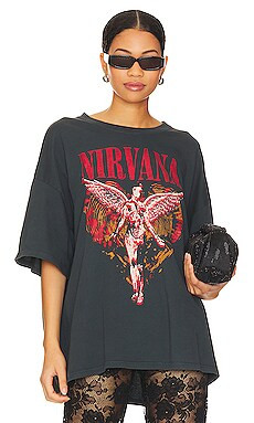 DAYDREAMER Nirvana Trippy Heart Tee in Vintage Black from Revolve.com | Revolve Clothing (Global)