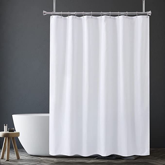 Amazer Extra Long White Shower Curtain Liner Washable, 72 x 84 Inches, Fabric Shower Liner with 2... | Amazon (US)