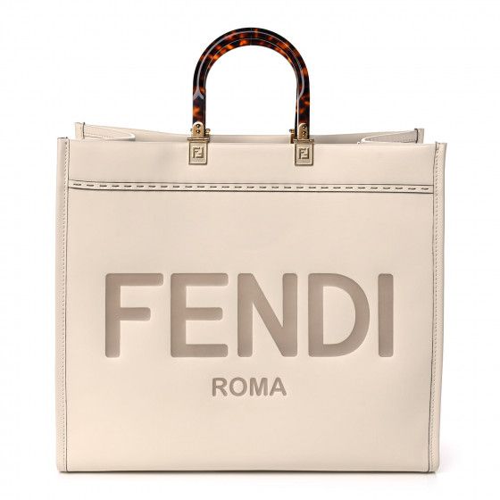 FENDI Calfskin Plexiglass Medium Sunshine Shopper Tote White | FASHIONPHILE | Fashionphile