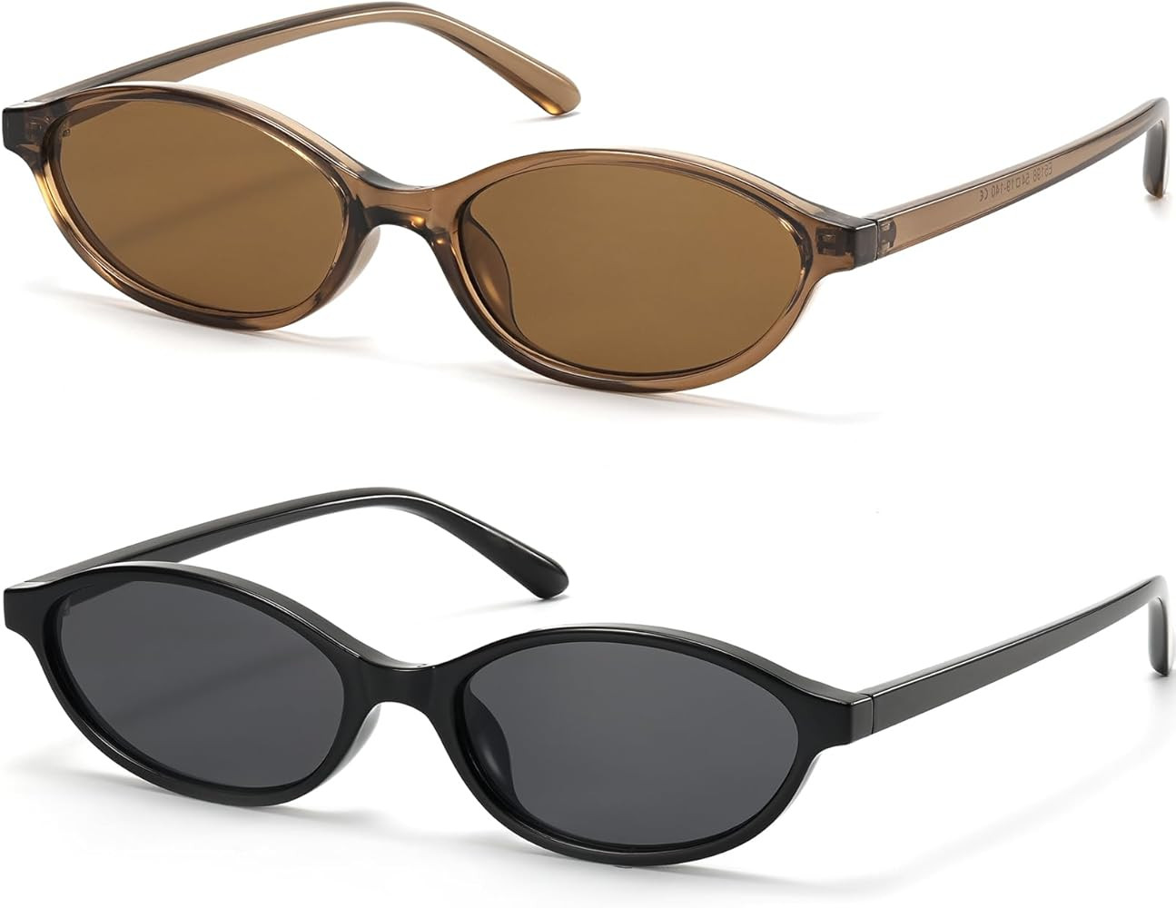 Retro Oval Cat Eye Sunglasses for Women Small Y2K Thin Frame 100% UV Protection Lightweight Vinta... | Amazon (US)