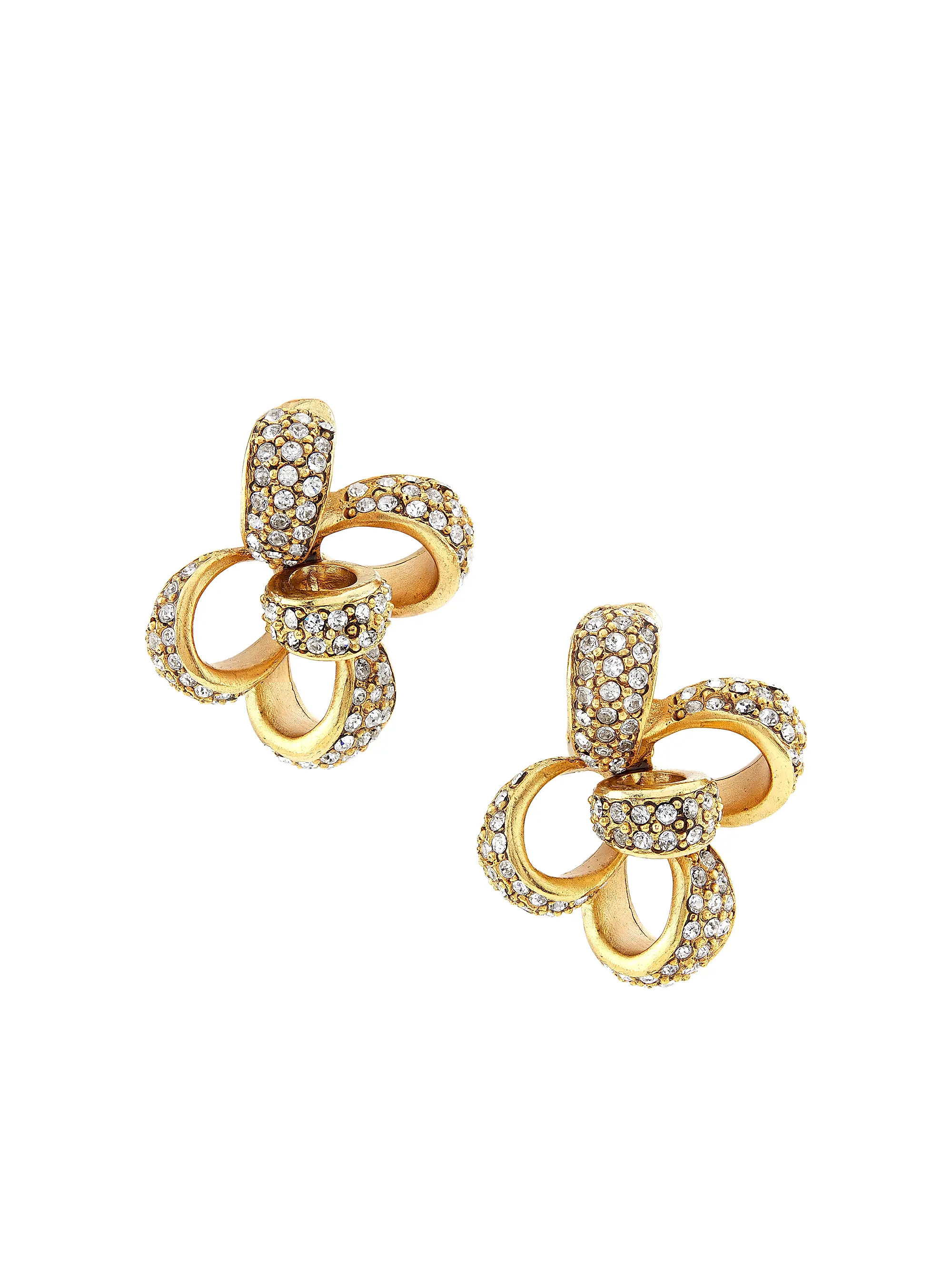 Goldtone & Glass Crystal Clover Clip-On Earrings | Saks Fifth Avenue