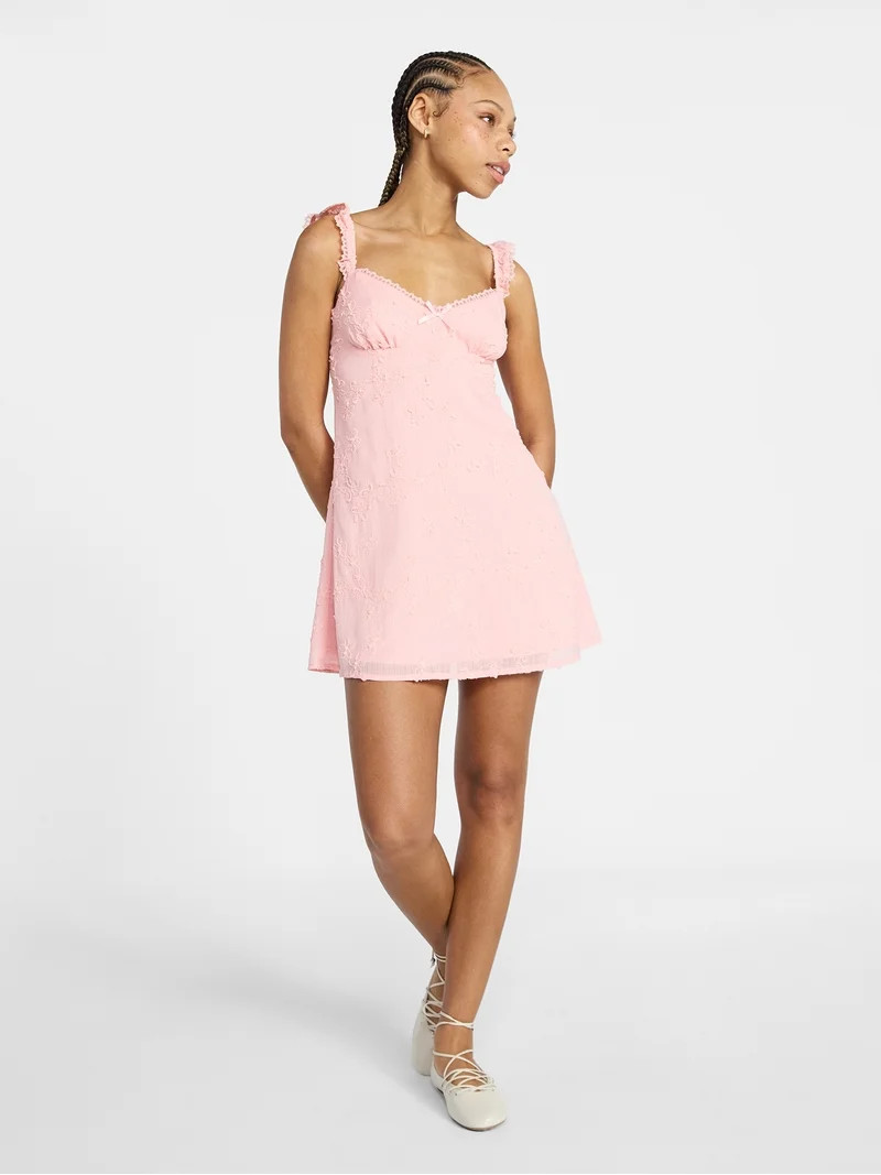 No Boundaries Ruffle Strap Mini Dress, Women's XXS-XXL | Walmart (US)