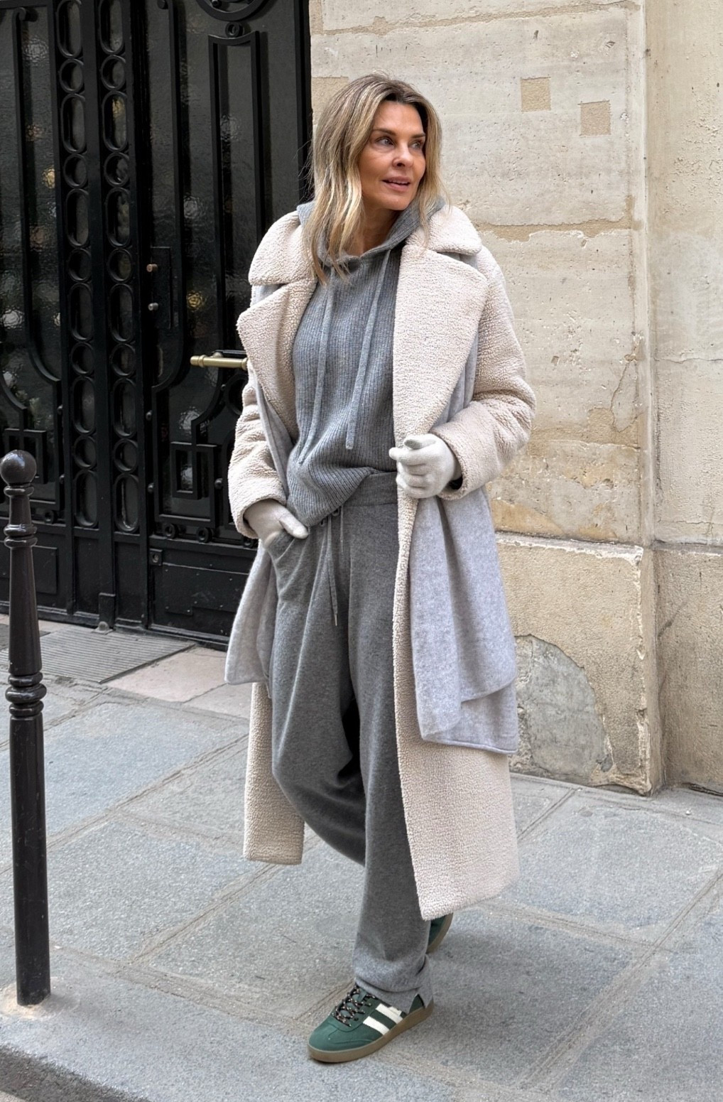 -Quince cashmere I’m traveling home in. Pants are thin but warm, do not stretch out.  Hoodie is very warm, ended up near wearing the Aritiza long sleeve top and cashmere wrap. 
-sneaker TTS 

#LTKFindsUnder100 #LTKOver40 #LTKTravel