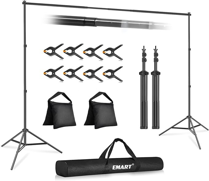 EMART Backdrop Stand 10x7ft(WxH) Photo Studio Adjustable Background Support kit with 2 Crossbars,... | Amazon (US)