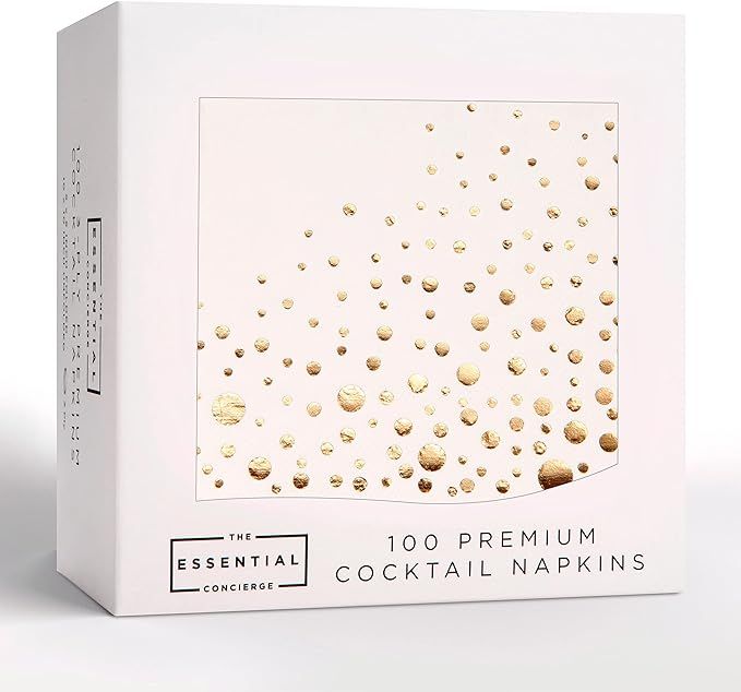Stylish 5x5 Inch Gold Napkins -100 Pack of White and Gold Cocktail Napkins - Add Sparkle to Your ... | Amazon (US)