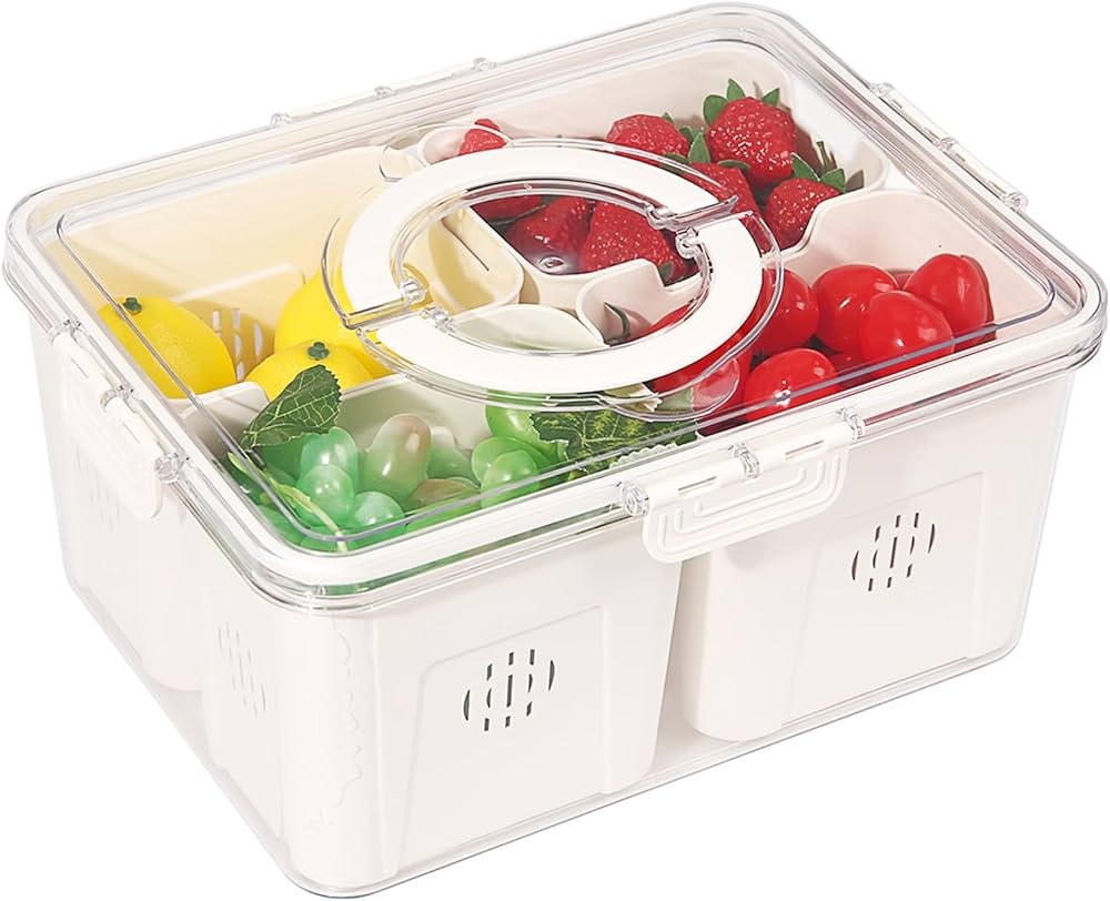 Fruit Storage Containers for Fridge with Lids & 4 Removable Colanders, Airtight Food Box Containe... | Amazon (US)
