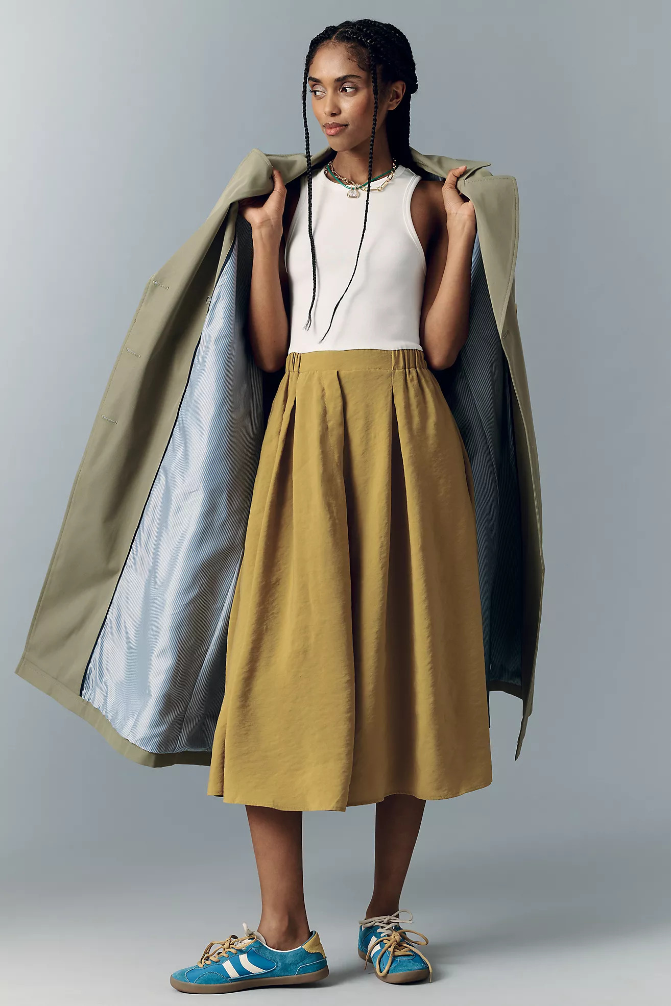 Maeve Sleeveless Racerback Twofer Midi Dress | Anthropologie (US)