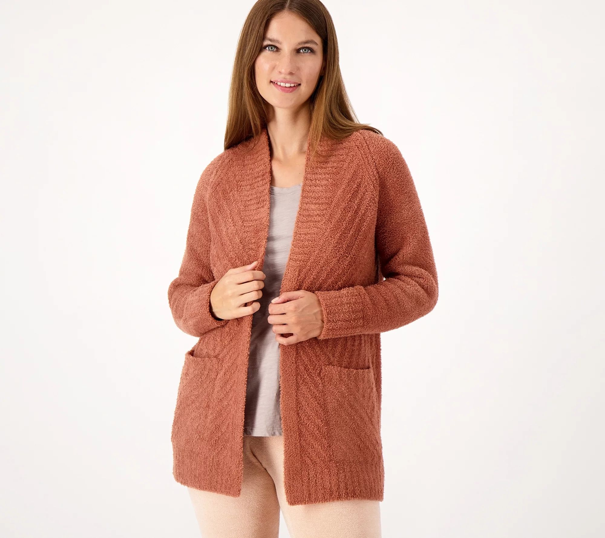Barefoot Dreams CozyChic Directional Ribbed Cardigan | QVC