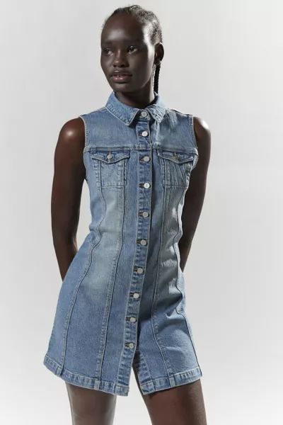 Abrand Denim Button Mini Dress | Urban Outfitters (US and RoW)