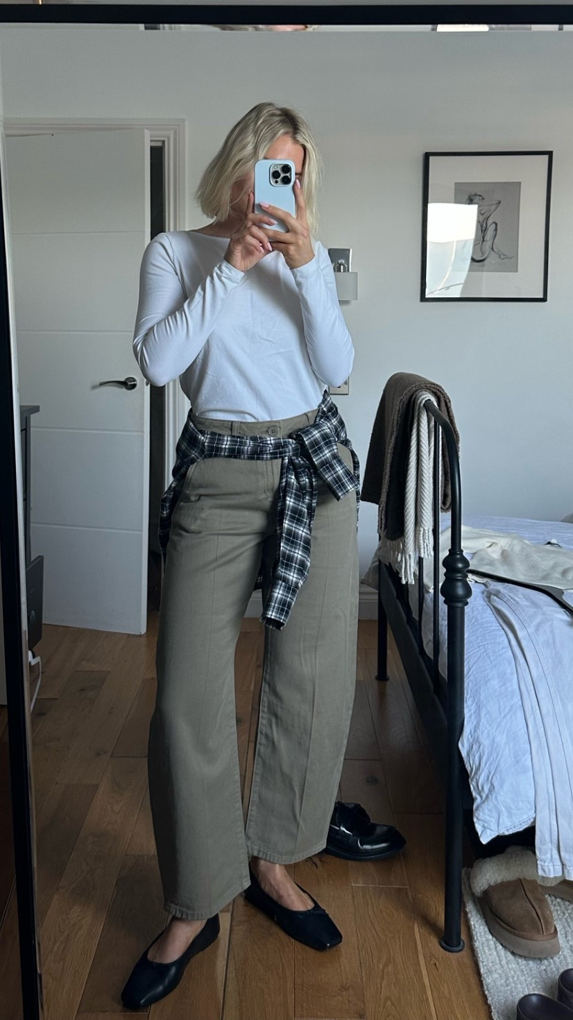 Exact top is old FatFace - linked similar 

Khaki jeans
Khaki barrel leg jeans
Black leather ballet pumps

#LTKootd #LTKgrwm