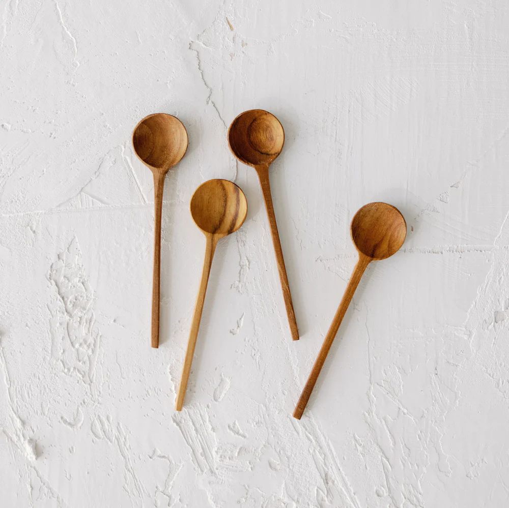 Small Wooden Salt Spoons, Set of 4 | Casa Zuma