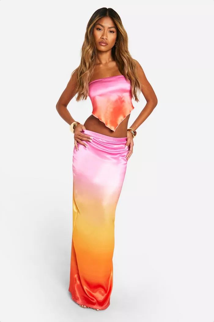 Ombre Satin Maxi Skirt | boohoo (US & Canada)