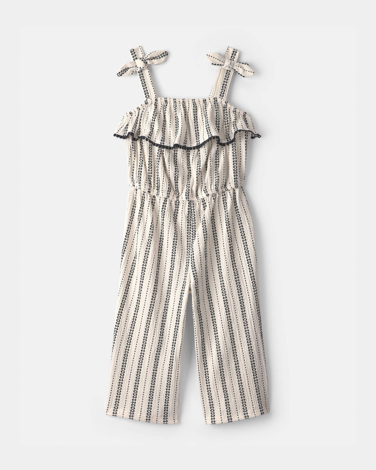 Toddler Girl Striped Ruffle Jumpsuit - Black/Ivory | Carter's | Carter's Inc