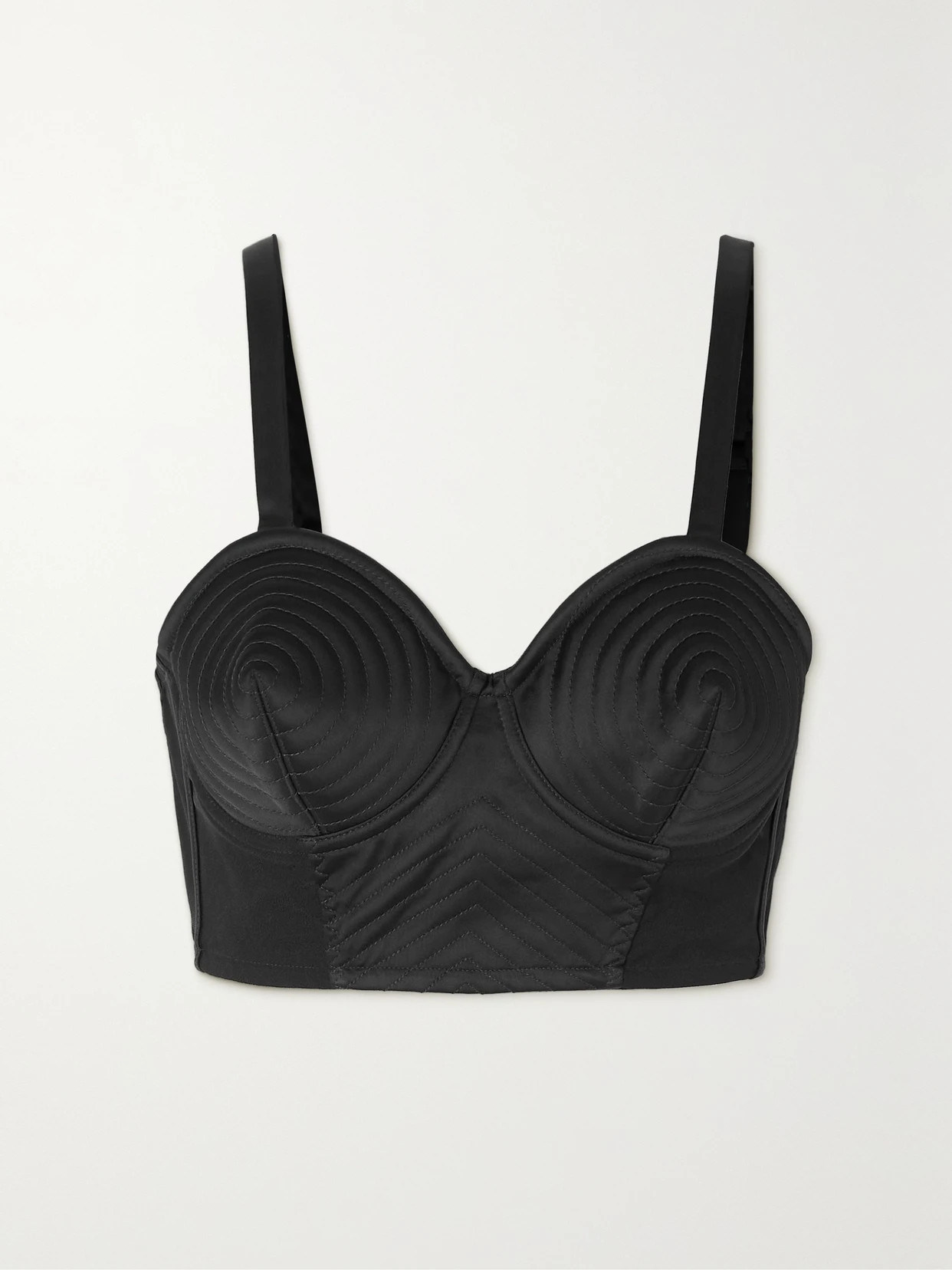 Jean Paul Gaultier - Iconic Cropped Duchesse-satin Bustier Top - Black | NET-A-PORTER (US)