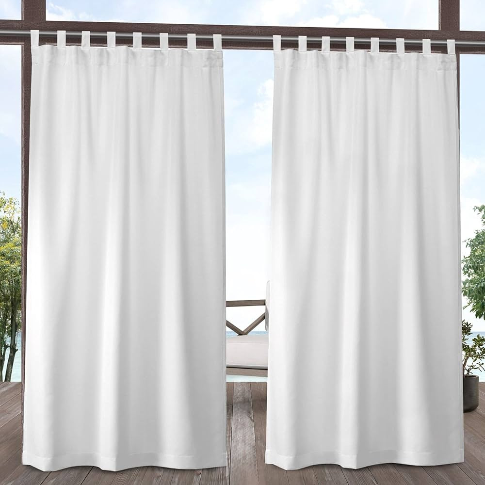 Exclusive Home Cabana Solid Indoor/Outdoor Light Filtering Hook-and-Loop Tab Top Curtain Panel, 5... | Amazon (US)