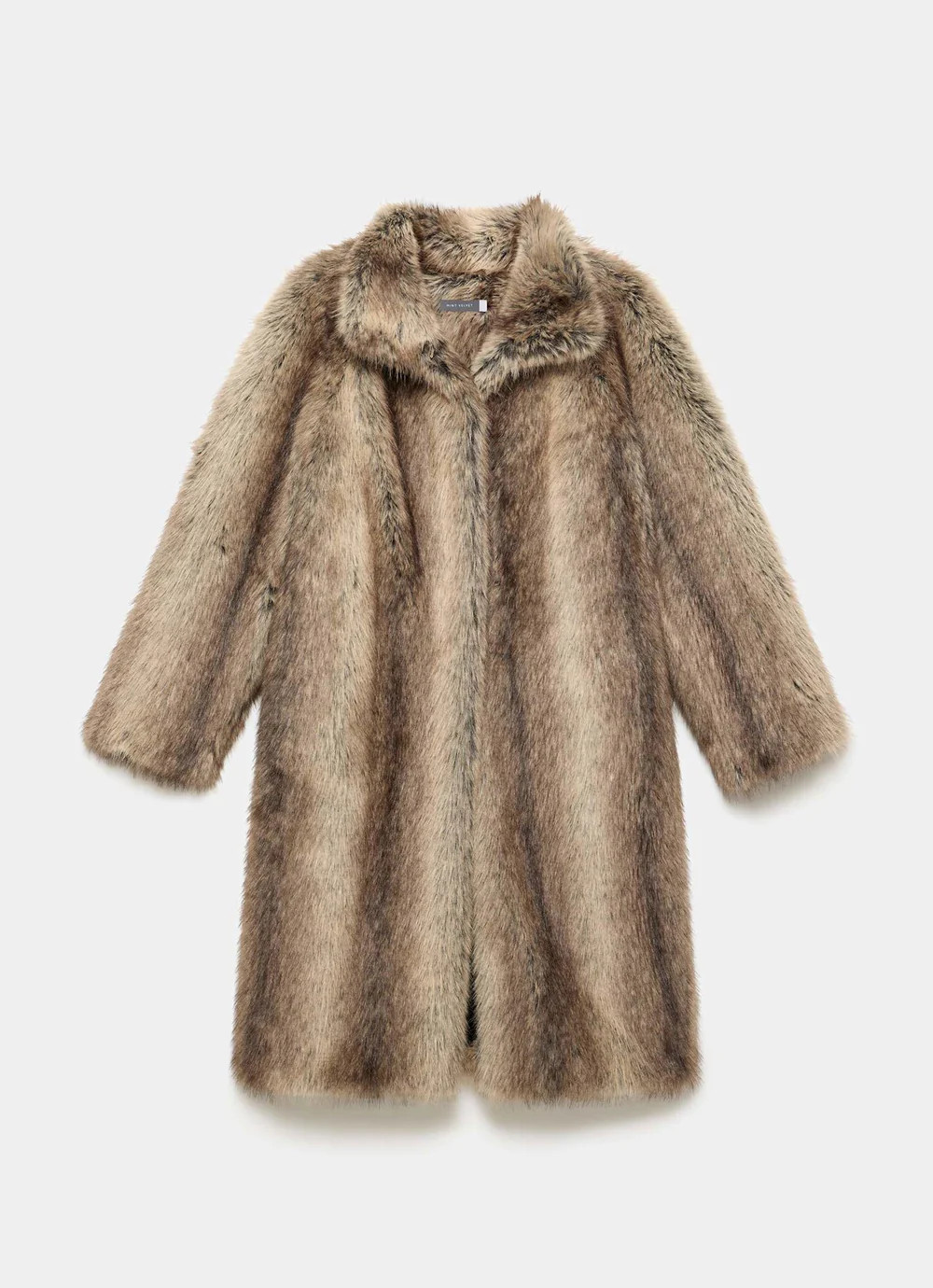 Neutral Faux Fur Long Coat | Mint Velvet