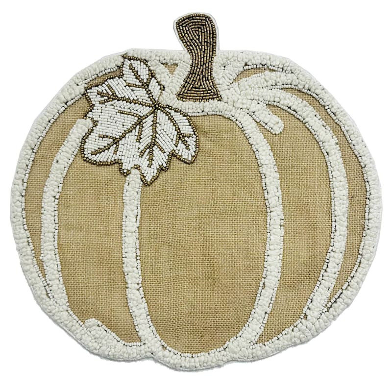 Semi-Beaded Jute Pumpkin Placemat | At Home