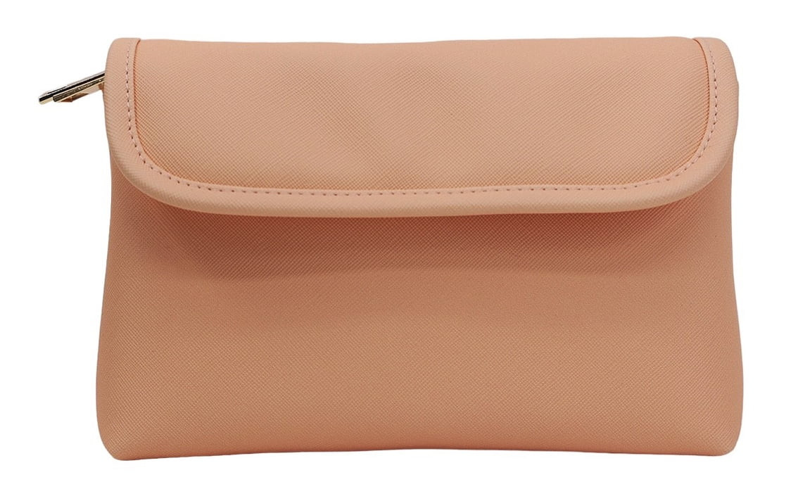 Red Stone Beauty Double Zip Foldover Makeup Bag Cosmetic Bag, Travel Pouch, Blush, 1 Count | Walmart (US)