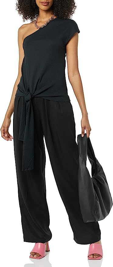 TEREA Women's Jade One Shoulder Tie Front Top | Amazon (US)