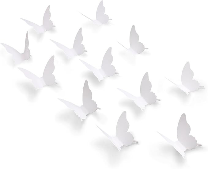 Luxbon 100Pcs 3D Paper White Matt Effect Butterfly Wall Stickers Removable Butterflies Decor Wall... | Amazon (US)