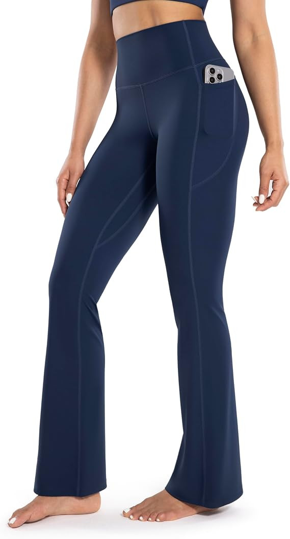 ENERBLOOM Women's Flare Leggings High Waisted Yoga Pants with Pockets 30'' | Amazon (US)