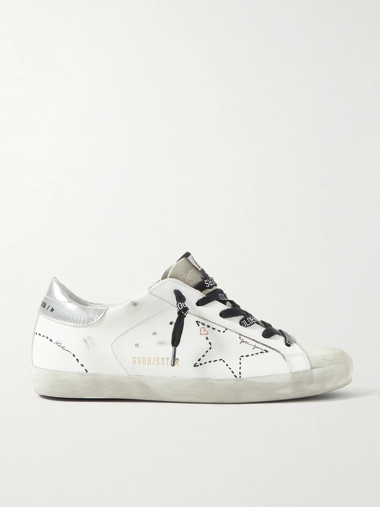 Golden Goose - Superstar Distressed Leather And Suede Sneakers - White | NET-A-PORTER (US)