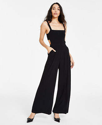Women's Square-Neck Cutout-Side Wide-Leg Jumpsuit, Created for Macy's | Macy's