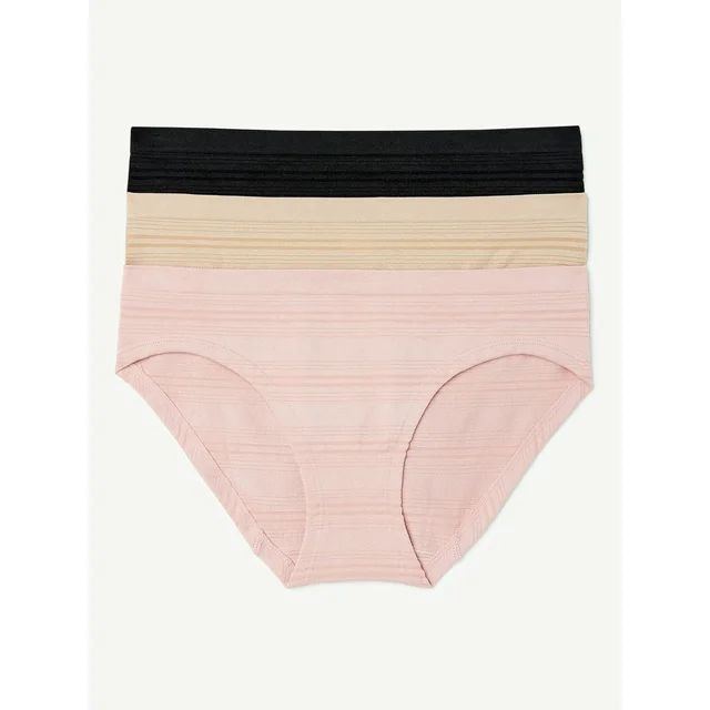 Joyspun Women's Seamless Sheer Stripe Hipster Panties, 3-Pack, Sizes S to 3XL | Walmart (US)