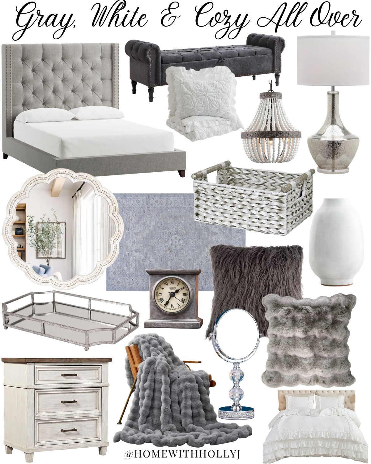 Gray, white & cozy all over 🤍✨

If cozy neutral bedrooms are your love language, this one’s for you 👀 Sharing all my favorite gray guest room finds — from the tufted bed and luxe faux fur pillows to soft layered bedding, vintage-inspired decor, cozy lighting, and designer-look accents that instantly make a space feel elevated.

These are the pieces that give your bedroom that expensive cozy aesthetic without the luxury price tag 🤍 Tap “Shop the Post” in my LTK to shop every linked item before everyone else grabs them!

Save this for your next bedroom refresh, guest room makeover, or cozy home decor mood board 🛏️✨

#LTKhome #LTKfinds #CozyBedroom #NeutralHomeDecor #BedroomInspo #GuestRoomIdeas #GrayBedroom #HomeDecorFinds #ModernFarmhouse #CozyHome #BedroomRefresh #InteriorInspo #AmazonHomeFinds #TargetHome #HomeStyling #NeutralDecor #DesignerLookForLess #PinterestHomeDecor #BedroomDecor #LuxuryForLess #HomeWithHollyJ #ShopHollyJHome 

 #LTKdayinmylife #LTKmomlife #LTKHome