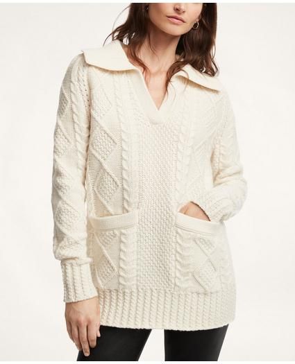 Merino Wool Aran Knit Sweater | Brooks Brothers