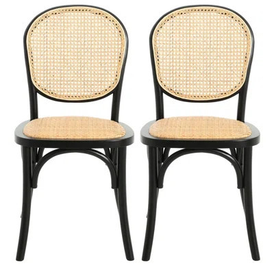 2 Dining Chair Collection - Back, Foam Seat, Birch Wood, Vintage Design, No Assembly, Black, 17.93in D, 18.85in W, 34.92in H, 8.35lb | Wayfair North America
