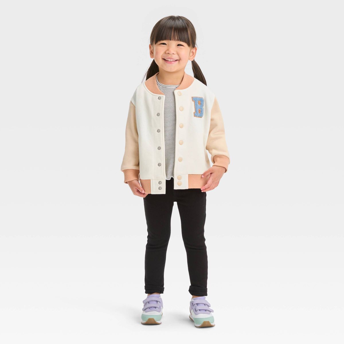 Toddler Girls' Bluey Varsity Bomber Jacket - Cream | Target