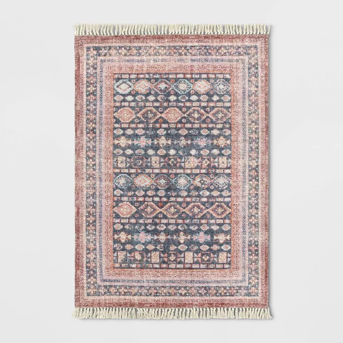 Alexandra Floral Printed Border Persian Rug Blush - Opalhouse™ | Target