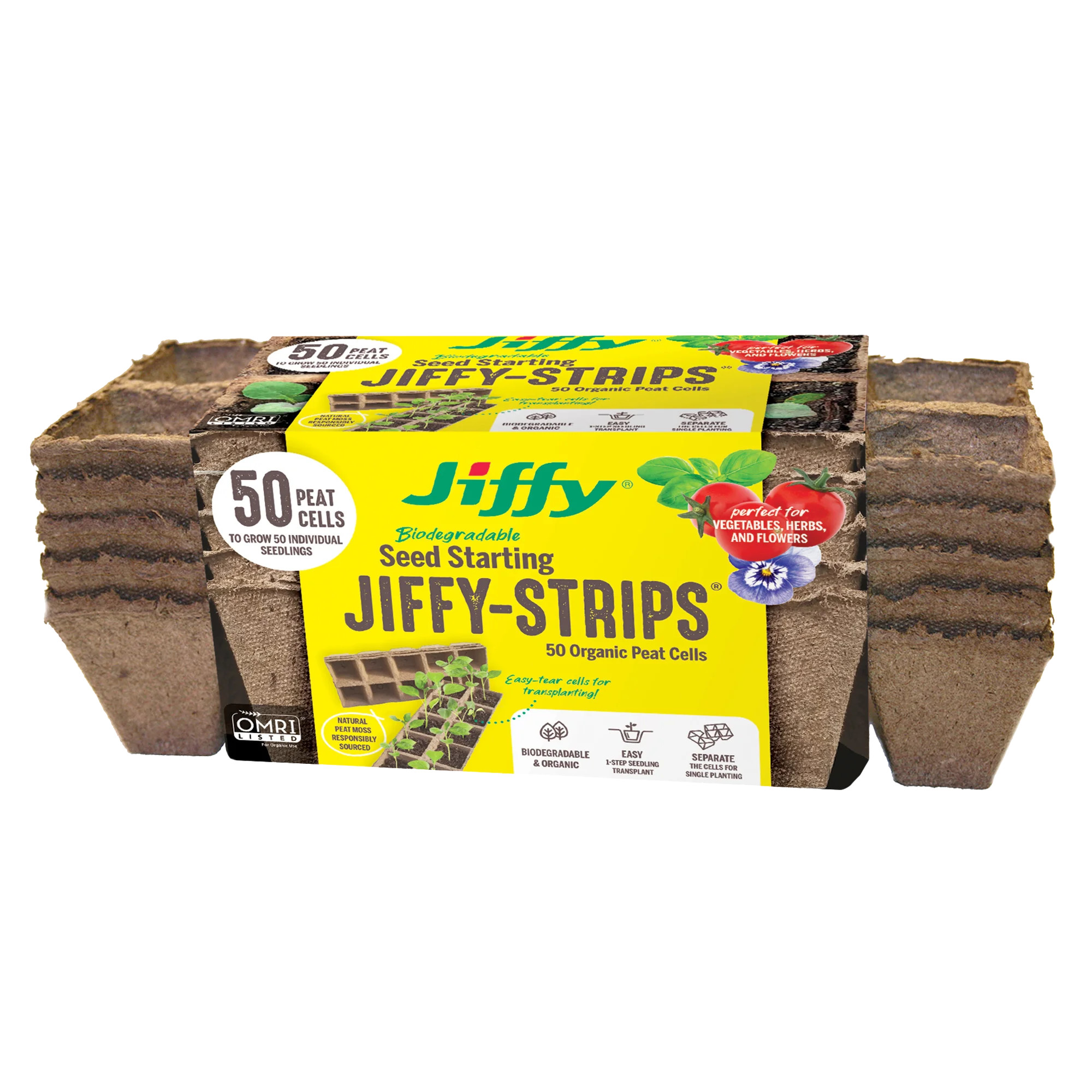 Jiffy-Strips Biodegradable Seed Starting Peat Strip (50 Pots) | Walmart (US)
