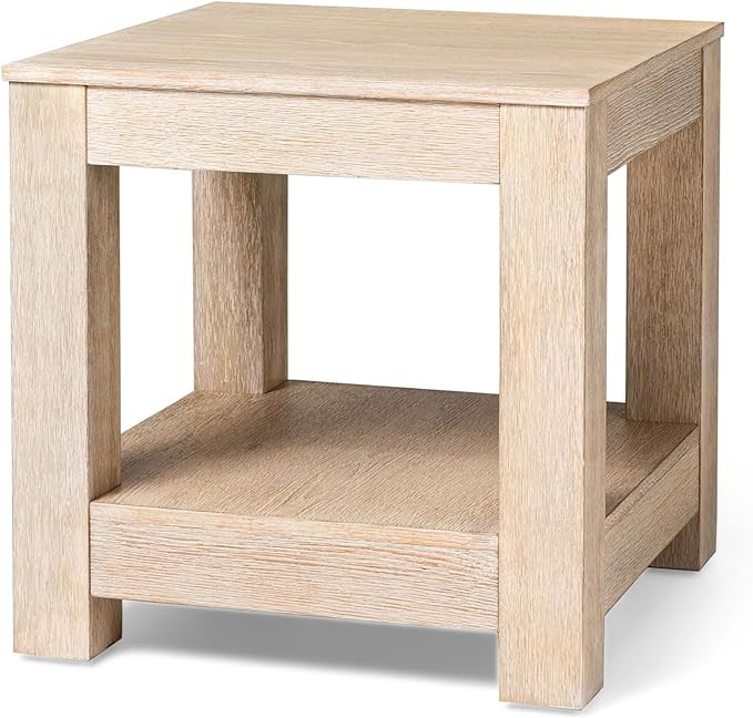 Maven Lane Paulo 2 Tiered Tall Square Rustic Wooden Side Table with Shelf Storage for Living Room... | Amazon (US)